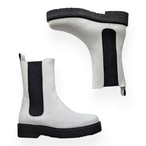 STAUD Women's Palamino Boots, White/Black, EU 36 US 6 New in Box